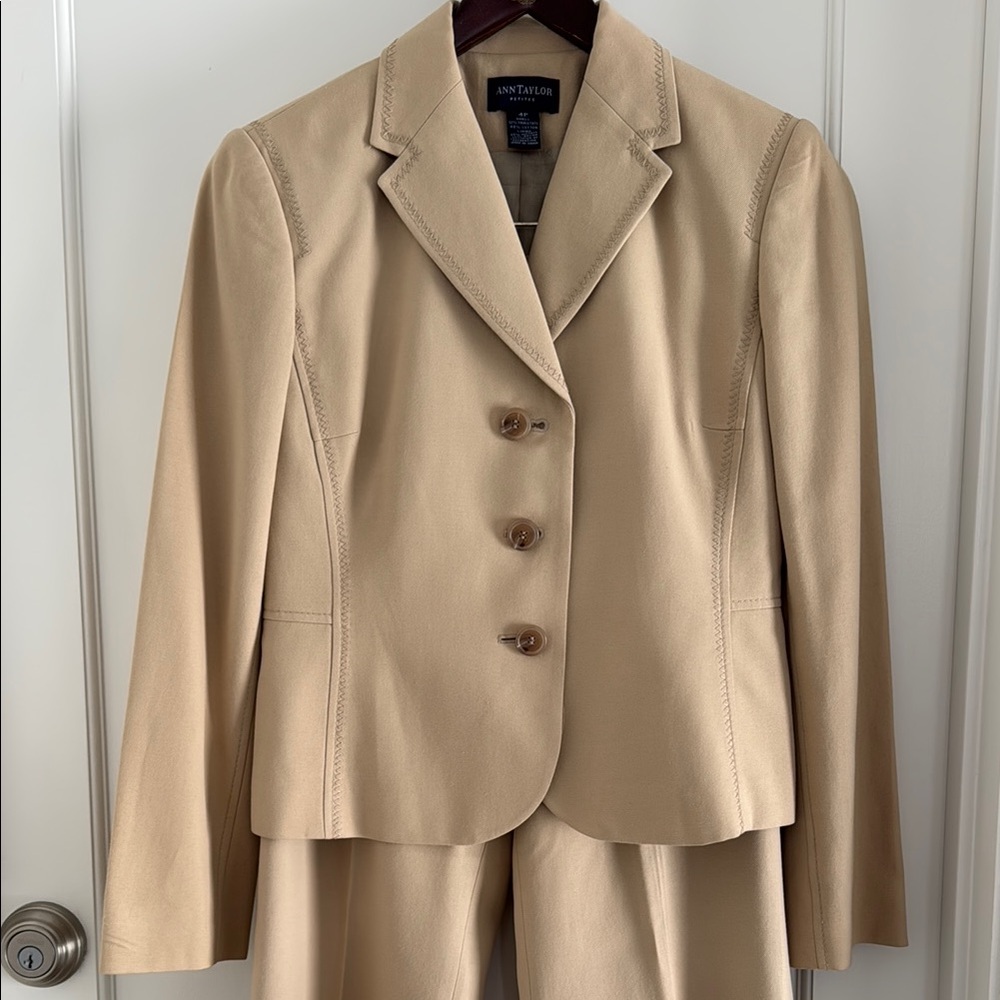 Ann Taylor Beige Suit, fully-lined- Petite Sz4